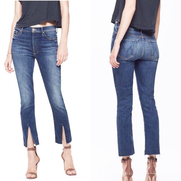 MOTHER Jeans | Slit Hem Medium Wash High Waisted Insider Slim Ankle Fray - Picture 2 of 11